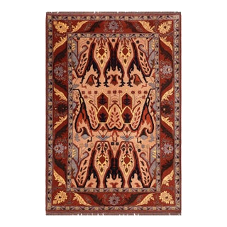 Bohemian Kargahi 1980's Tan/Red Wool Rug - 6'9'' X 9'3'' For Sale