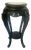 Antique Japanese Iris Pedestal / Plant Stand, Ebonised Carved Black Wood Side Table For Sale
