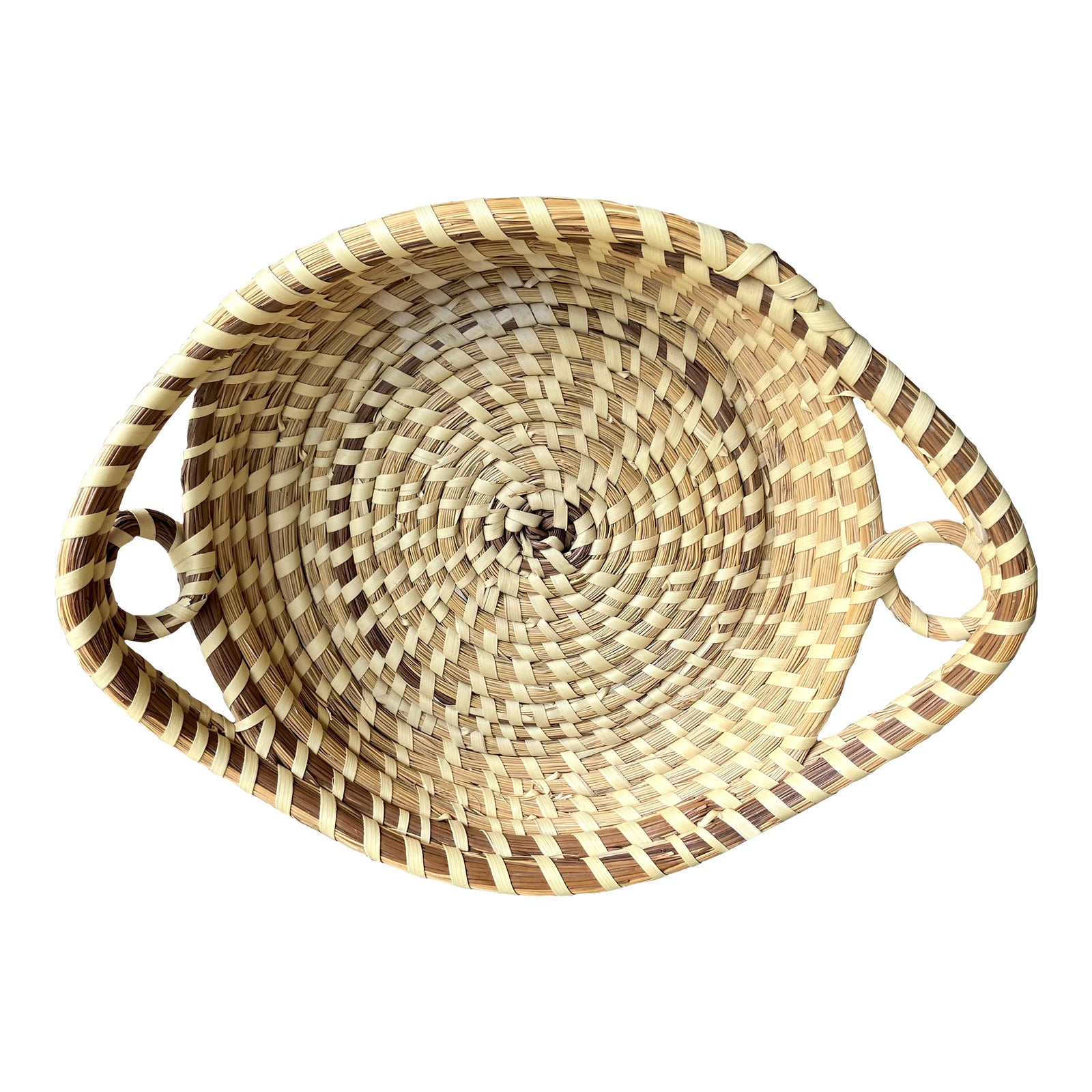 Late 20th-Century Sweetgrass Gullah-Style Double O Loop Handle Circular ...
