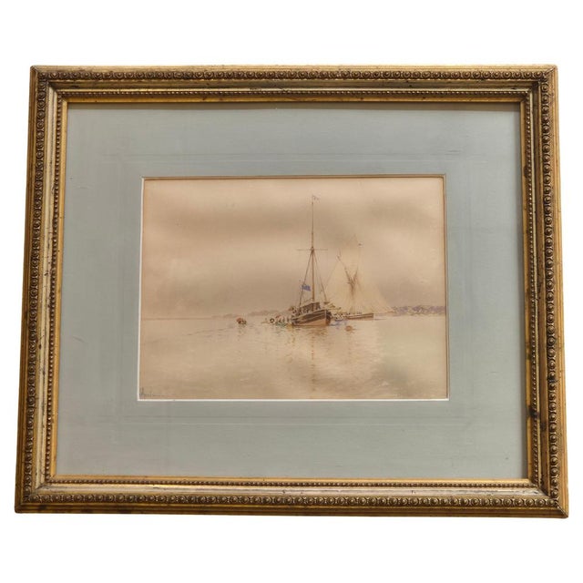 Edoardo De Martino, Off the Isle of Wight, Watercolor, 1863, Framed For Sale - Image 18 of 18