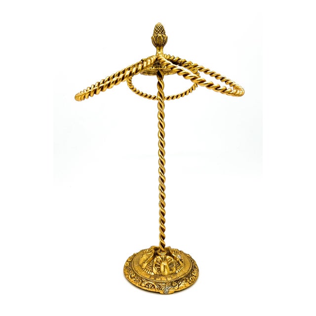 Gold Vintage Gold Finished Metal Three-Ring Guest Towel Holder – Hollywood Regency / Neoclassical For Sale - Image 8 of 12