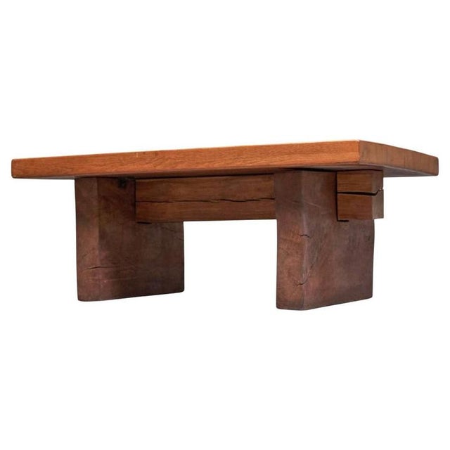 Robust Wabi Sabi Coffee Table in Wood, 1960s For Sale - Image 13 of 13