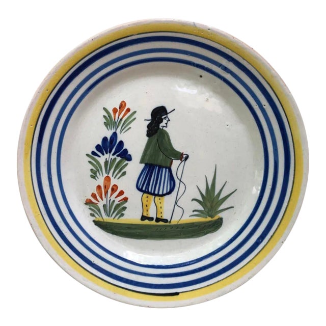 C.1950 French Faience Plate Henriot Quimper For Sale