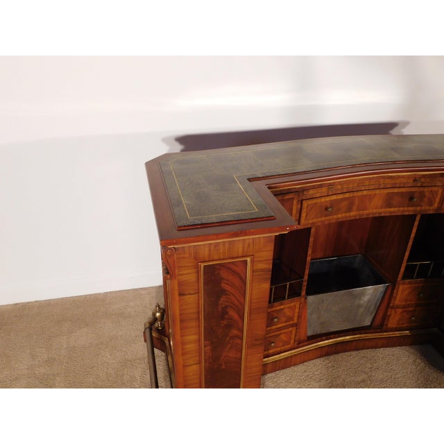 Massive Vintage Maitland Smith Inlaid & Figured Mahogany & Marble Top Bar For Sale In South Bend - Image 6 of 12