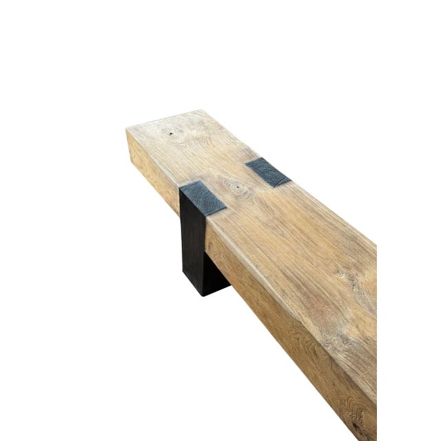 Brown Long Sculptural Teak Wood Bench, Modern Organic, Stunning Wood Textures For Sale - Image 8 of 11