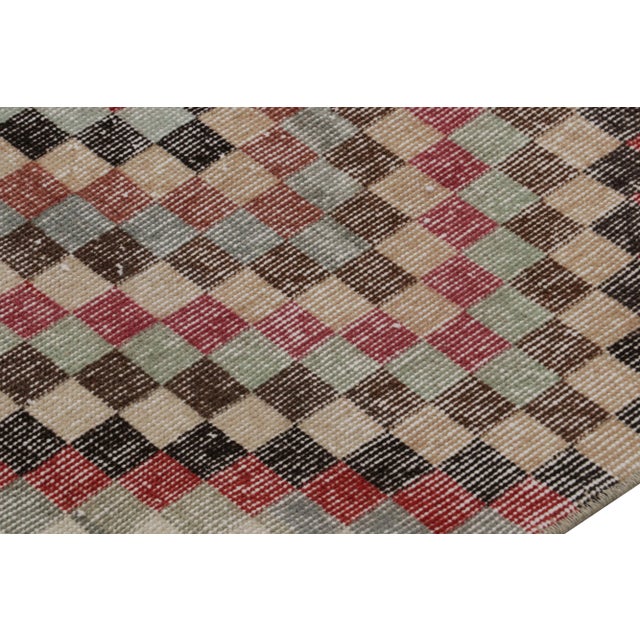 1960s Vintage Polychromatic Runner Rug With Geometric Patterns, From Rug & Kilim For Sale - Image 5 of 7
