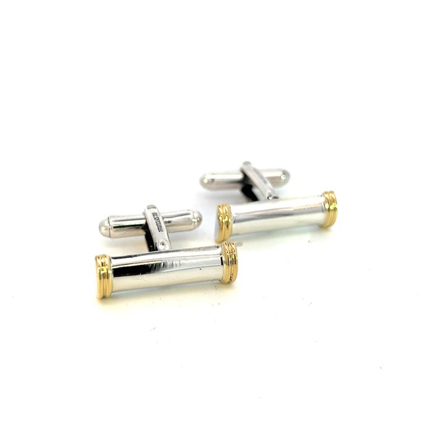 1990s 1990s Tiffany & Co Estate Cufflinks 18k Gold Sterling Silver, 2 Pieces For Sale - Image 5 of 12