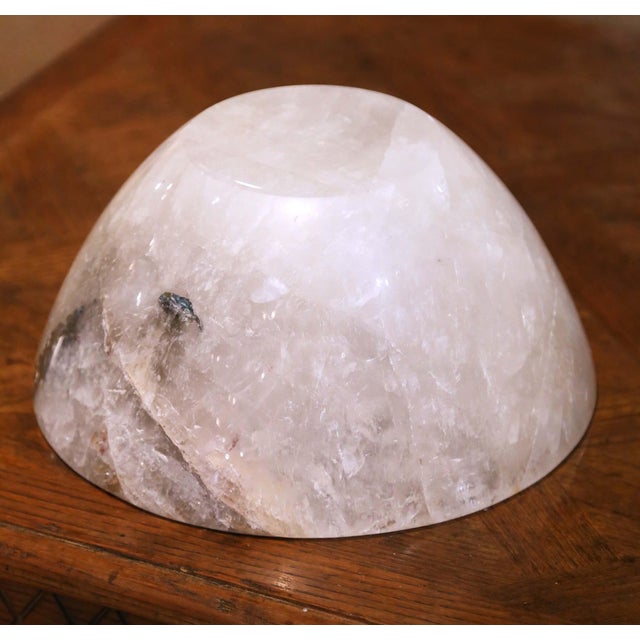 Large Brazilian Carved Rock Crystal Bowl Vide-Poche For Sale In Dallas - Image 6 of 6
