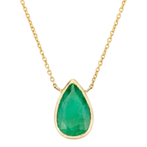 1.59 Ctw Pear Cut Emerald Teardrop Pendant Necklace