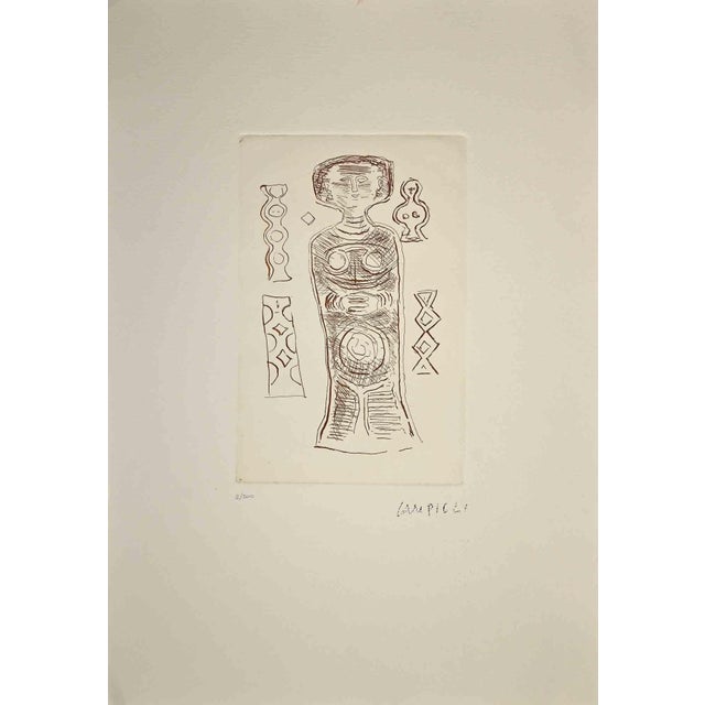The idol is a print realized by Massimo Campigli in the 1970/1971s. Etching on paper. This artwork it is part of a series...