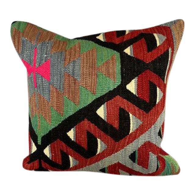 20 x 20 Kilim Pillow Turkish Cushion Natural Pink Brown Pillow Cushion Cover For Sale