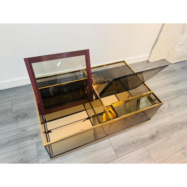 1970s Vintage Cocktail Coffee Table in Brass and Glass, 1970s For Sale - Image 5 of 11