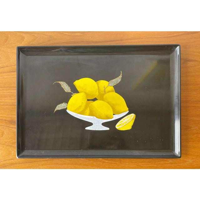 The Couroc Company Vintage Couroc Tray - Inlaid Resin Tray With Lemons in a Bowl For Sale - Image 4 of 5