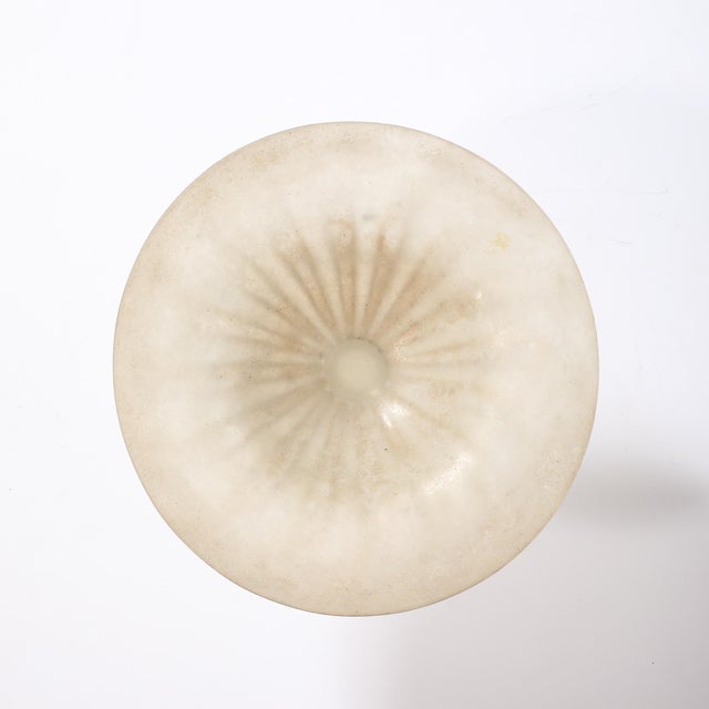 Mid-Century Hand-Blown Murano Fluted & Footed Scavo Glass Centerpiece Bowl For Sale - Image 9 of 11