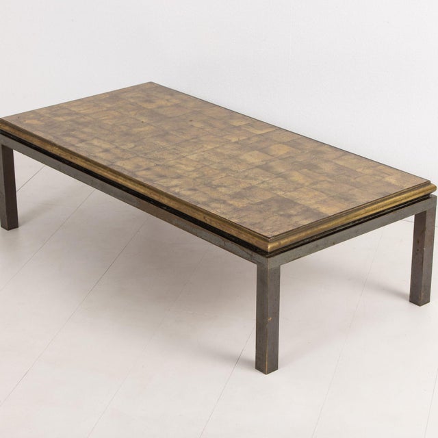 Mid-Century Modern Mid 20th Century Attributed to French Maison Jansen Bronze and Églomisé Coffee Table For Sale - Image 3 of 18