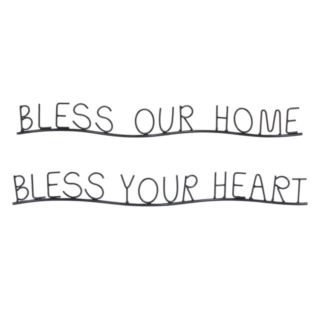 Welcome your guests with love and warmth through the Bless Our Home and Heart Sentiment Metal Decor set. Crafted with a...