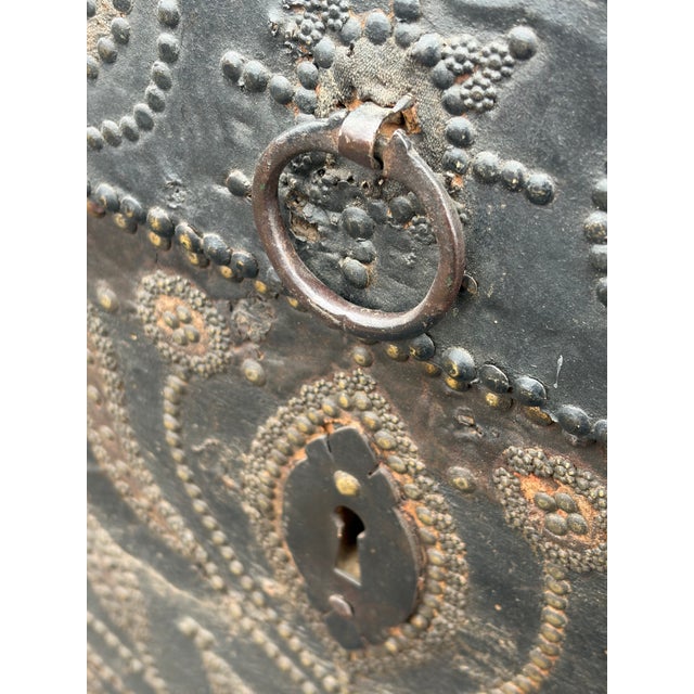 17th Century Leather Bound Wedding Chest Coffee on Stand For Sale - Image 10 of 12