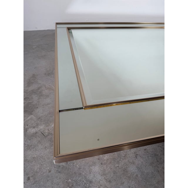 1980s La Barge Style Geometric Beveled Wall Mirror With Brushed Aluminum Frame For Sale - Image 4 of 12