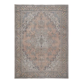 1970s Vintage Persian Handmade Wool Cotton Orange Area Rug For Sale