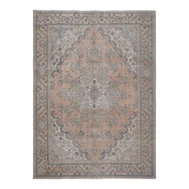 1970s Vintage Persian Handmade Wool Cotton Orange Area Rug For Sale