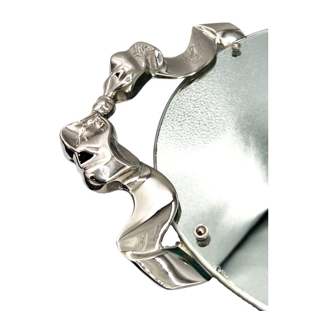 1988 Godinger Silver-Plated Bow & Ribbon Mirrored Vanity Tray – Hollywood Regency / Art Nouveau Revival For Sale - Image 15 of 18