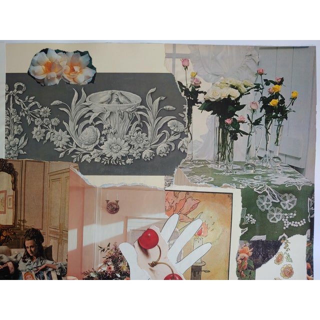 What a Girl Wants Contemporary Handmade Vintage Paper Collage Framed Under Glass For Sale - Image 4 of 7