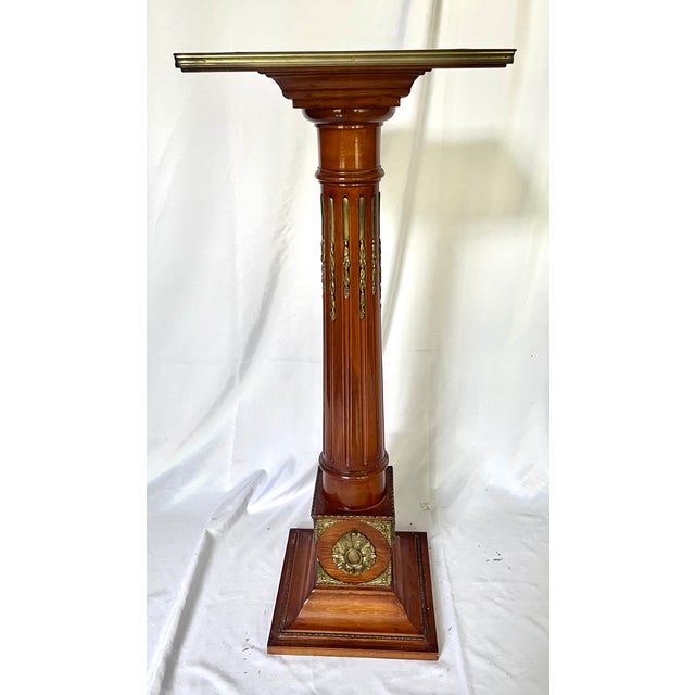 Brown Antique Mahogany Neoclassical Pedestals on Plinth Bases - A Pair For Sale - Image 8 of 16