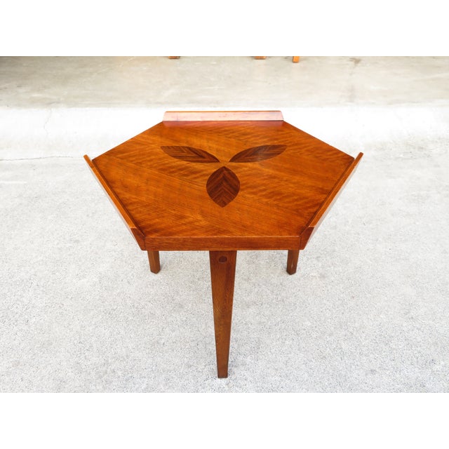 Excellent, hard to find, sculptural hexagon side accent table by Lane Furniture. Solid, sturdy, and completely functional....