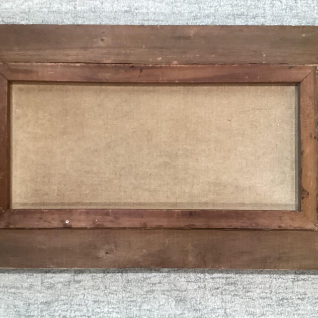 Antique Framed Painting on Canvas Golden Forest Pass With Bridge Over a Stream For Sale - Image 11 of 12