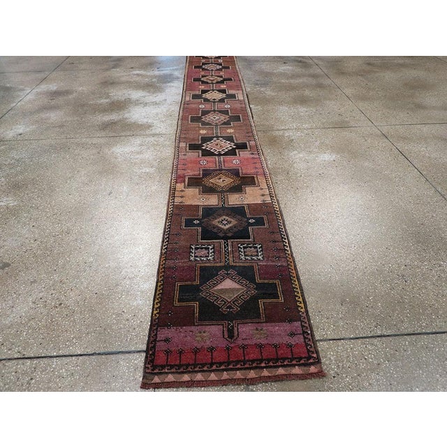 Brown Galerie Shabab Collection Mid-20th Century Turkish Anatolian Long Runner For Sale - Image 8 of 10