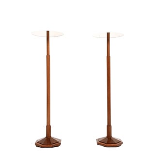 Art Deco Walnut Floor Lamps, 1930, Set of 2 For Sale
