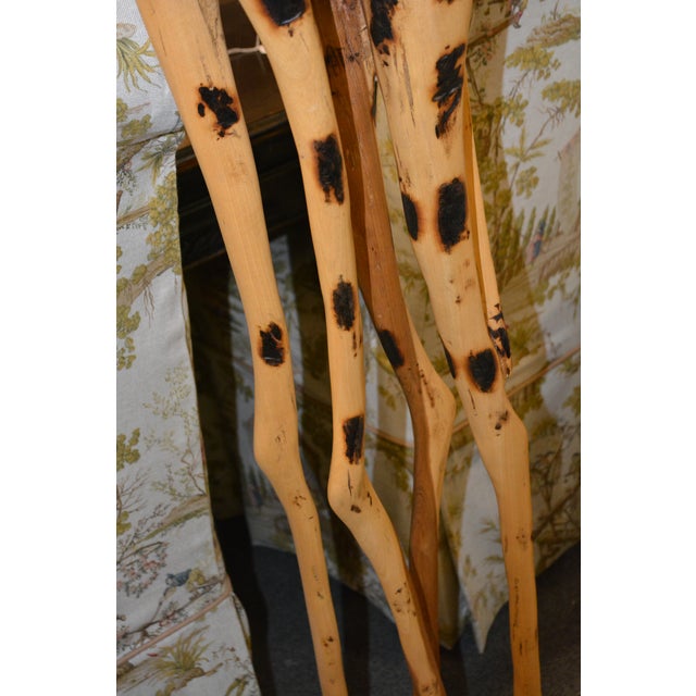 Hand Crafted 5.5' Golden Wood & Brown Standing Wooden Giraffe For Sale - Image 9 of 17