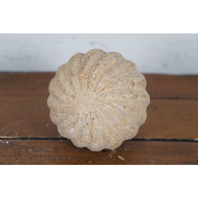 Vintage Carved Swirled Ribbed Stone Accent Balls Spheres Orbs- Set of 3 For Sale - Image 4 of 7
