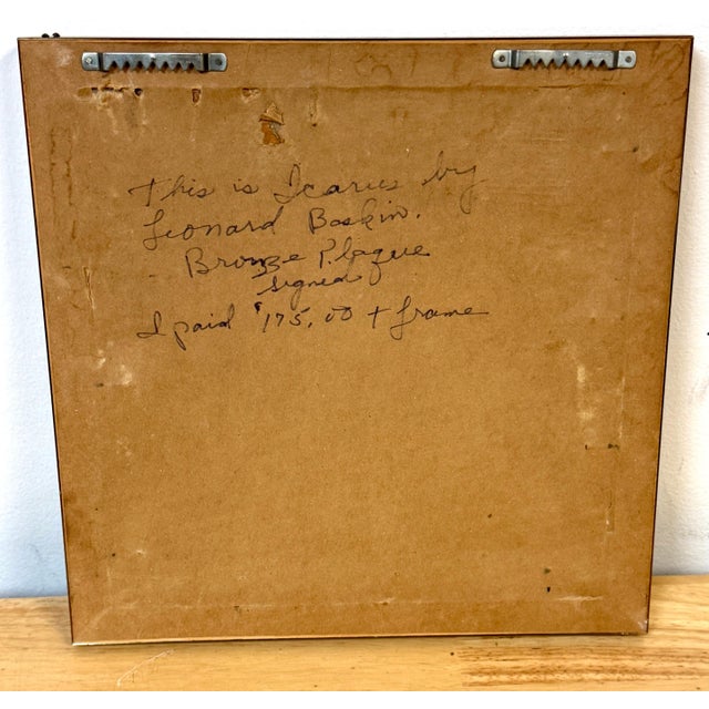 Leonard Baskin, Icarus, Numbered 3/250, Cast Bronze Wall Plaque, 1969 For Sale - Image 12 of 13