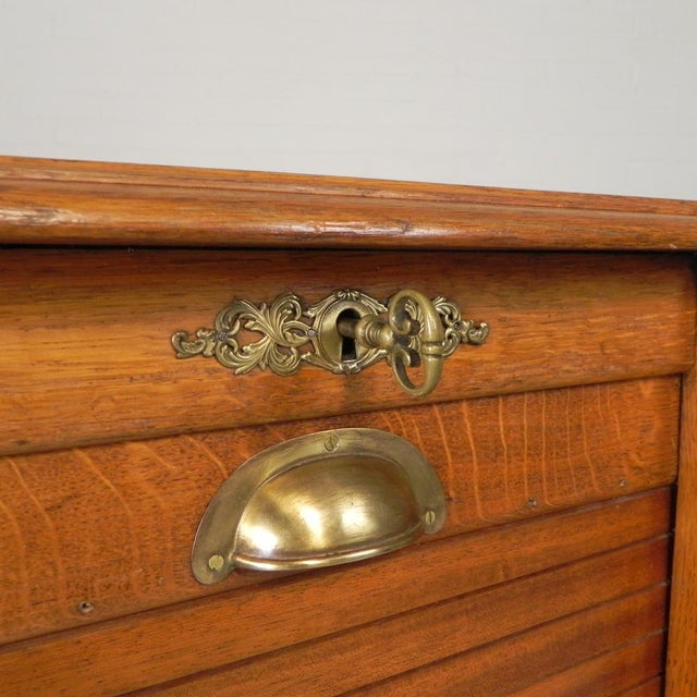 Oak Roller Shutter Cabinet with Shutter, 1930s For Sale - Image 18 of 18