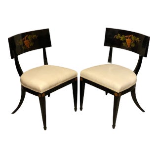 Regency Ebonized Klismos Side Chairs - A Pair For Sale