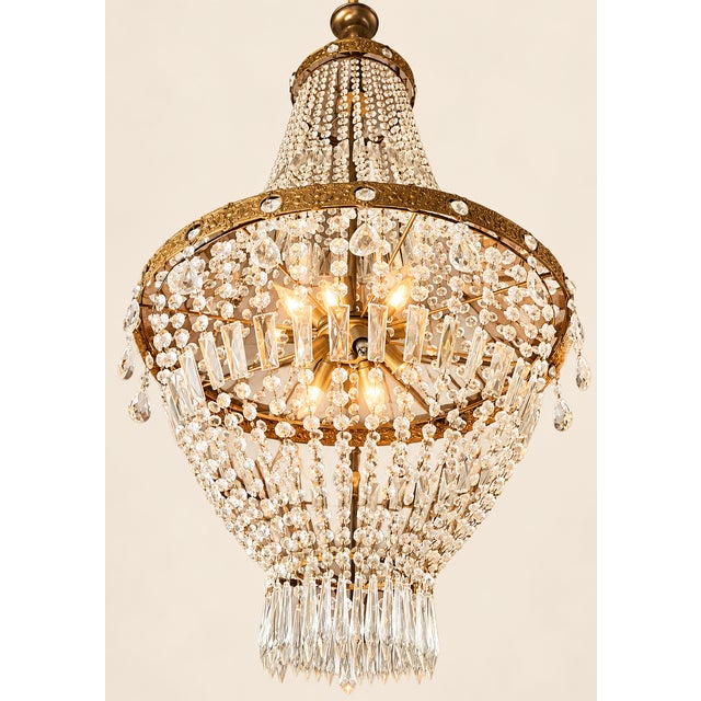 Exceptional Antique Crystal Chandelier with Patinated Bronze Frame France or Central Europe, late 19th – early 20th...