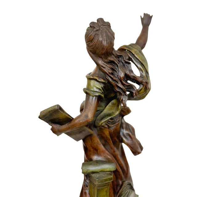 Auguste Moreau, Art Nouveau Allegorical Maiden, Late 19th Century, Spelter For Sale - Image 9 of 11