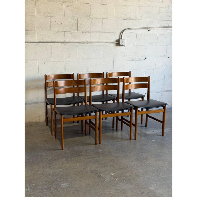 Mid-Century Modern Teak Dining Chairs Set of 6 Danish Mid-Century Modern Vintage For Sale - Image 3 of 12