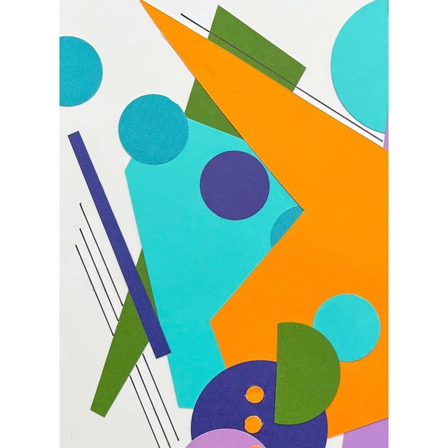 The Surprise in the Cereal Box by Amy Hutcheson | Paper collage on wood cradle abstract shapes and colors For Sale - Image 4 of 4
