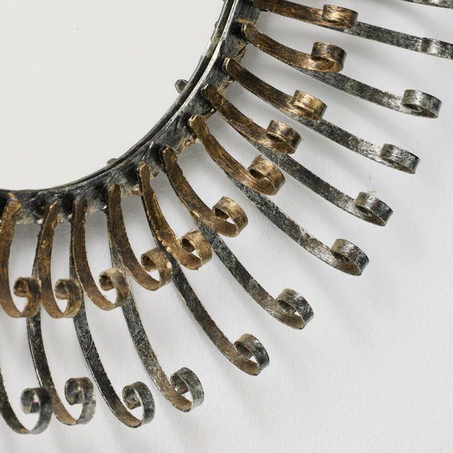 Metal Mid-Century Modern Sunburst Mirror in Brass, 1960 For Sale - Image 7 of 14