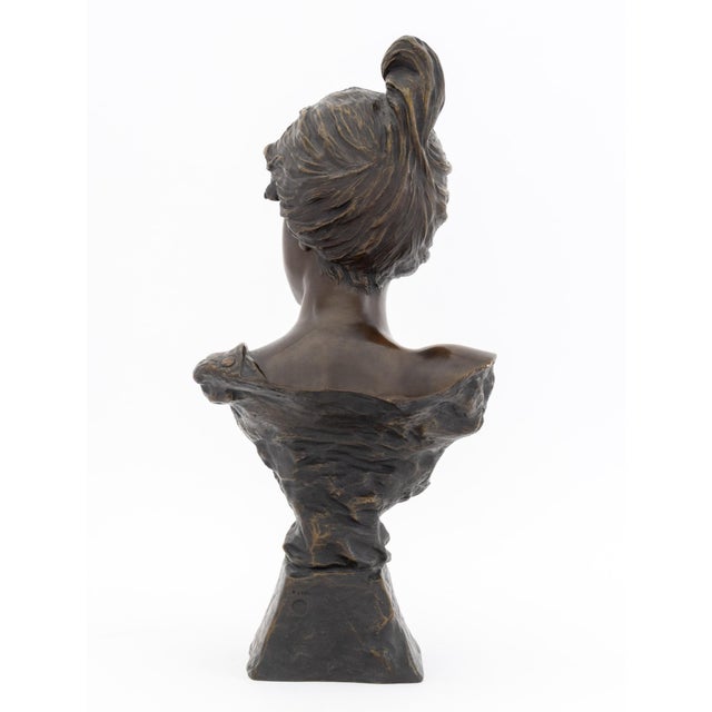 Emmanuel Villanis "Alda" Patinated Bronze Bust For Sale - Image 9 of 12