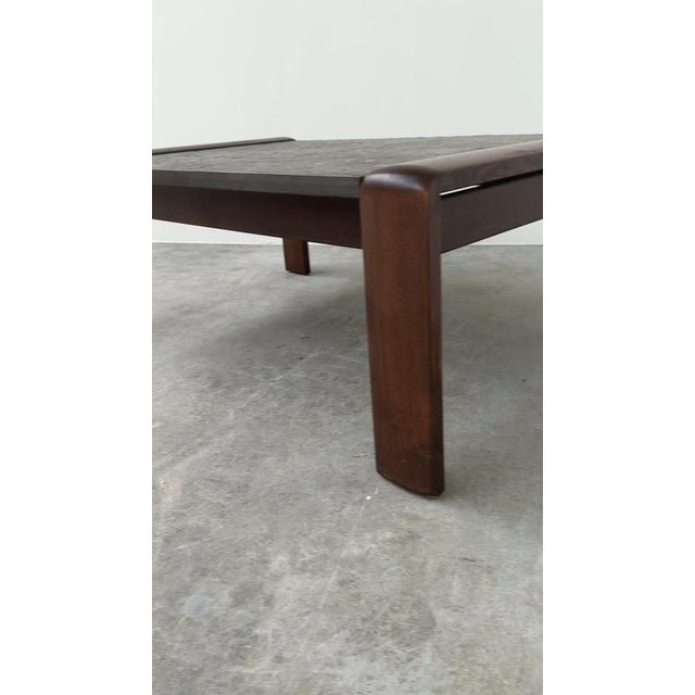 Vintage Belgian Modern Brutalist Oak and Fossil Slate Coffee Table, 1970s For Sale - Image 15 of 16
