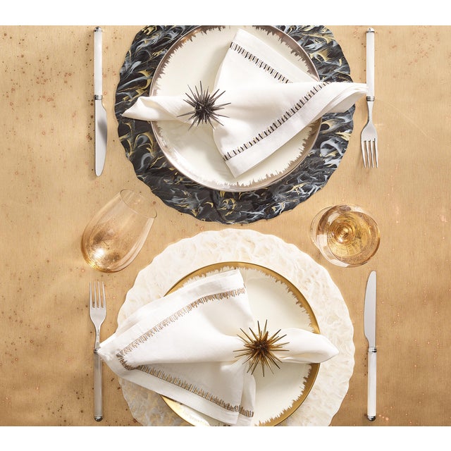 Kim Seybert Marbled Placemat in Black, Gold & White, Set of 4 Chairish