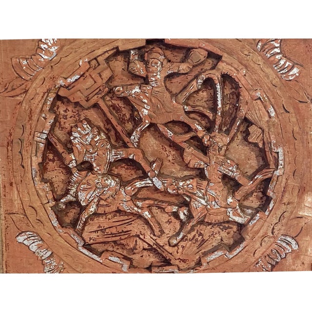 Antique Chinoiserie Wall Hanging Wood Plaque/Panel 11 " H For Sale - Image 4 of 5