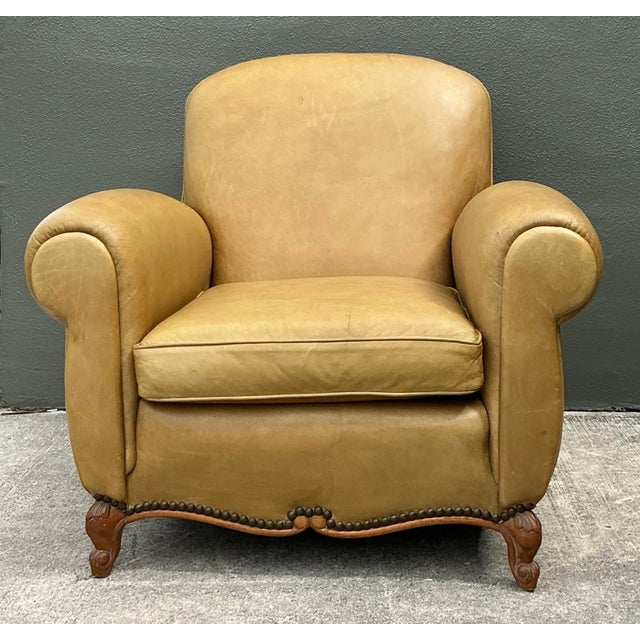Vintage Ralph Lauren Deco Leather Club Chair For Sale - Image 10 of 12