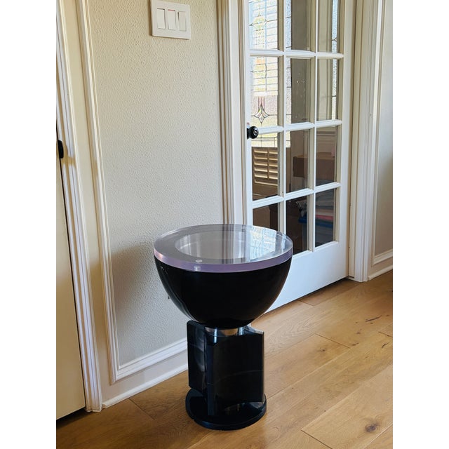 Plastic Sylvan s.f. Elba Charcoal Parchment, Brass & Resin Side Table by Sylvan Fiss For Sale - Image 7 of 18