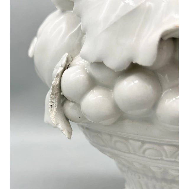 Vintage Blanc De Chine Italian White Glazed Ceramic Fruit Topiary on Pedestal – Mid-Century / Hollywood Regency / Italian Provincial For Sale - Image 10 of 15