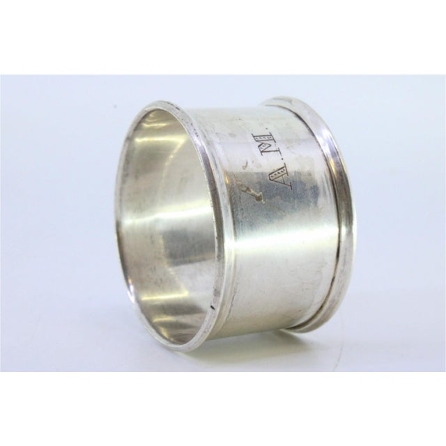 Smooth Silver Napkin Ring with Embroidery For Sale - Image 5 of 8