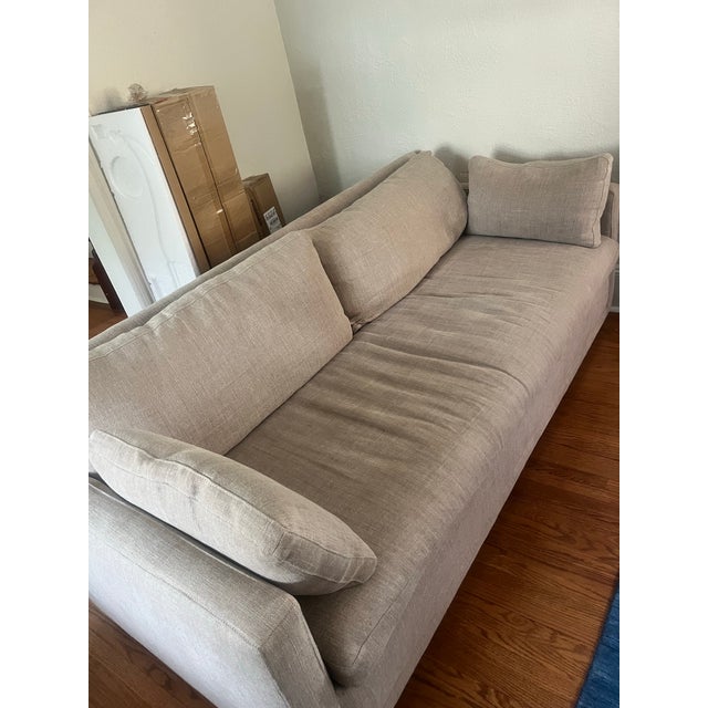 Contemporary Linen Rowe Sylvie Bench Sofa For Sale - Image 3 of 11